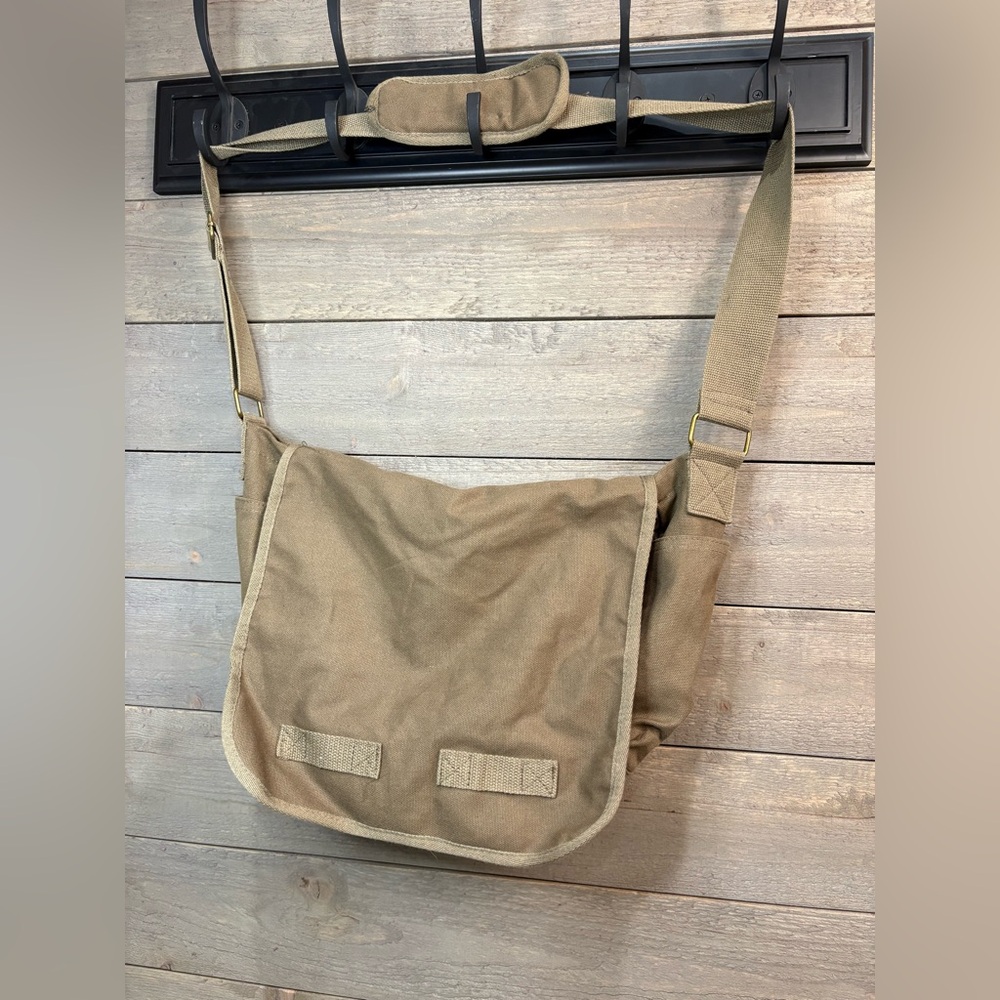 SweetBriar Tan Canvas Messenger Bag Utility Crossbody Satchel Unisex